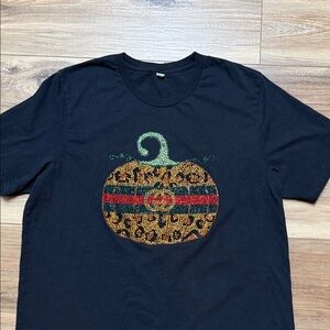 Black T-Shirt with Pumpkin Design